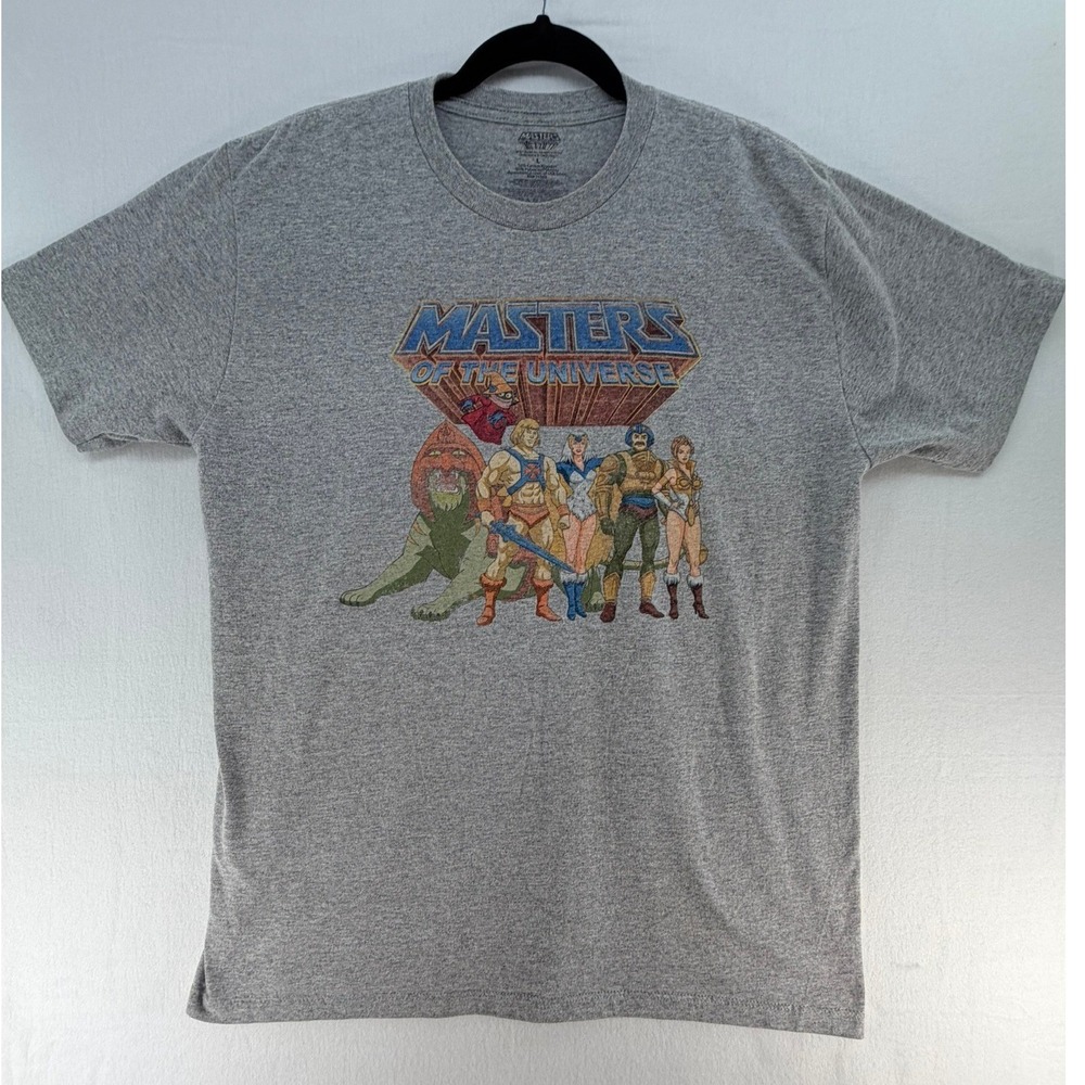 Masters of the Universe He-Man Graphic T-Shirt Mens Large Gray Retro 80s Cartoon